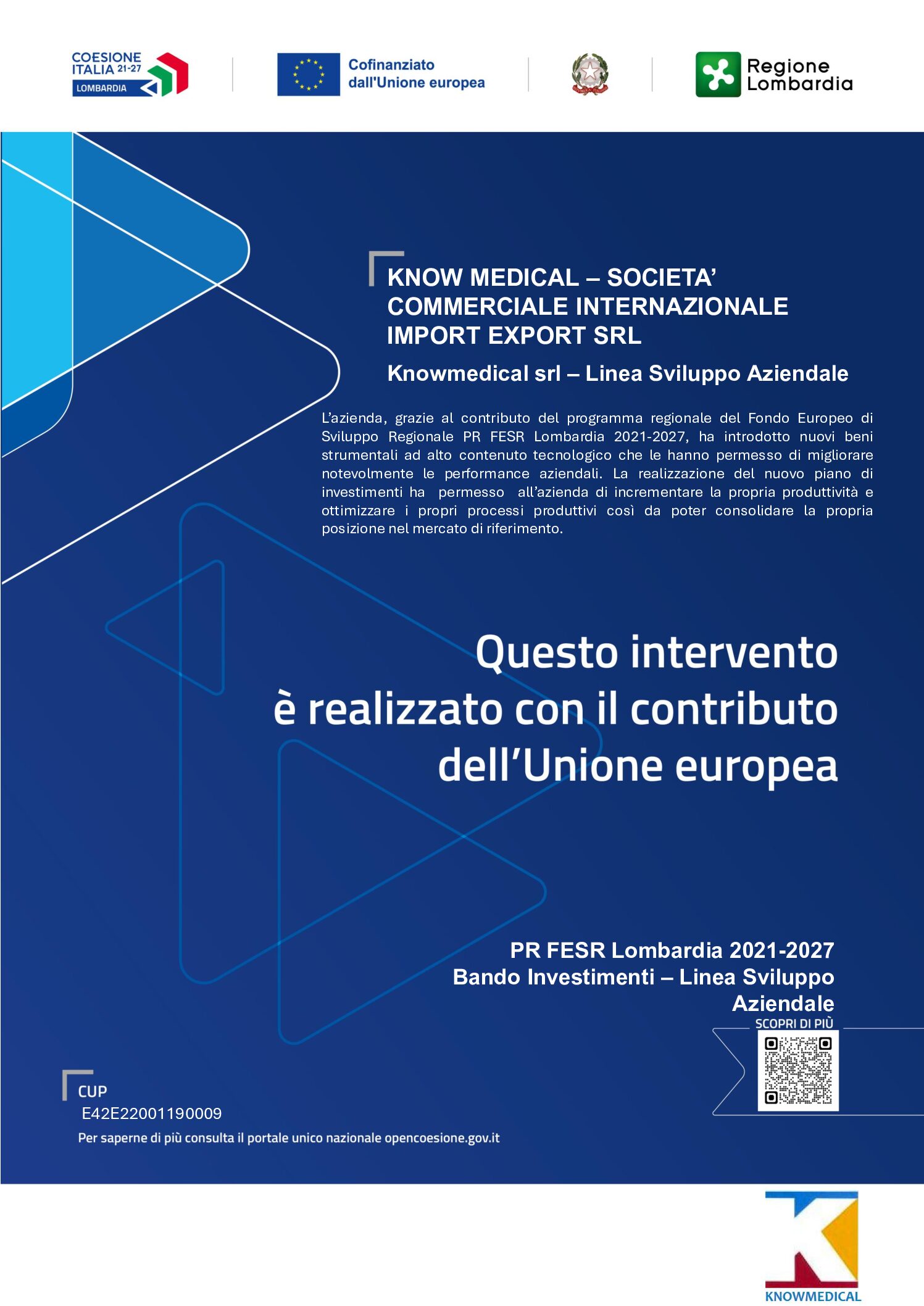 KNOW MEDICAL – LINEA SVILUPPO AZIENDALE